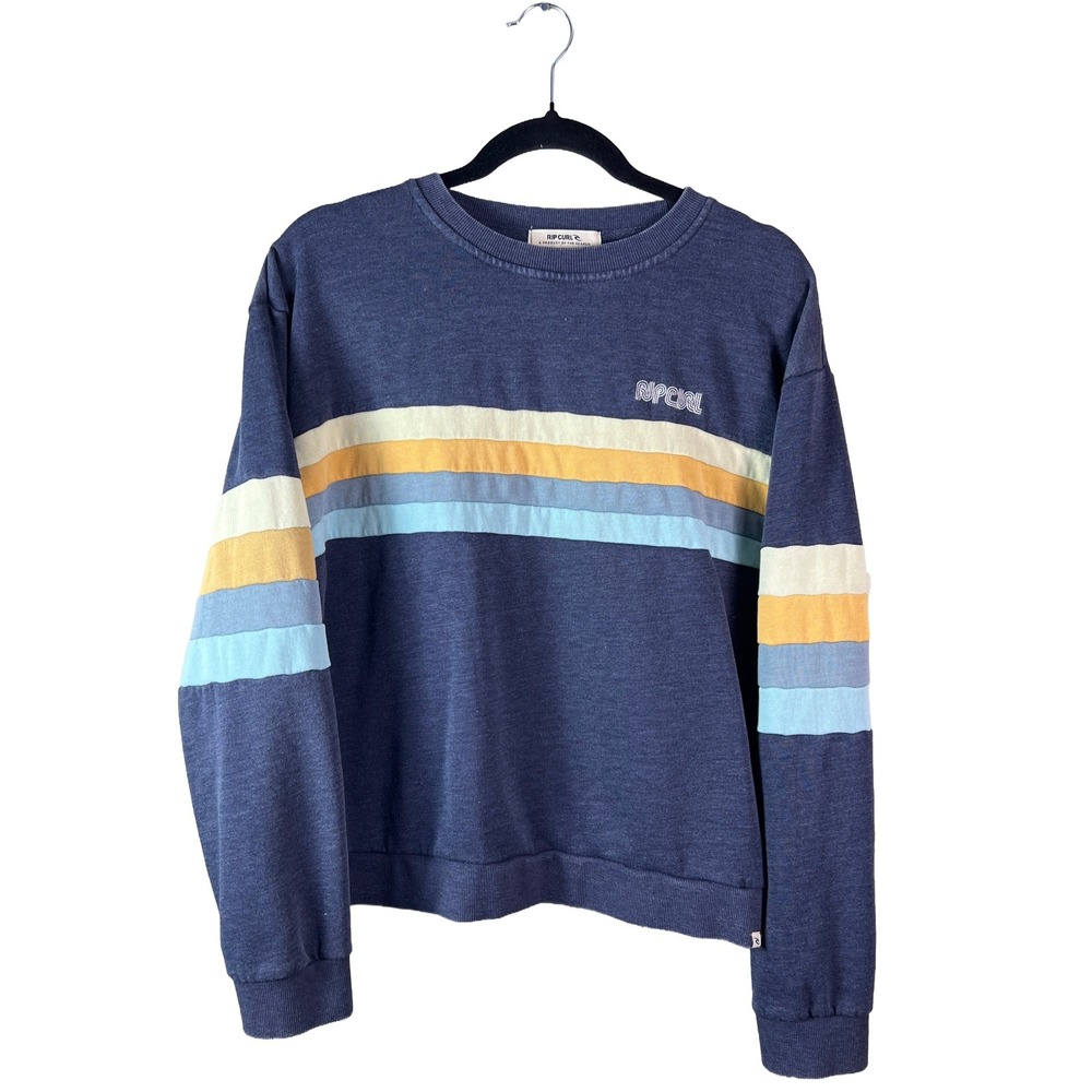 Rip Curl Striped Crewneck Sweatshirt Women's Medium Skater Beach